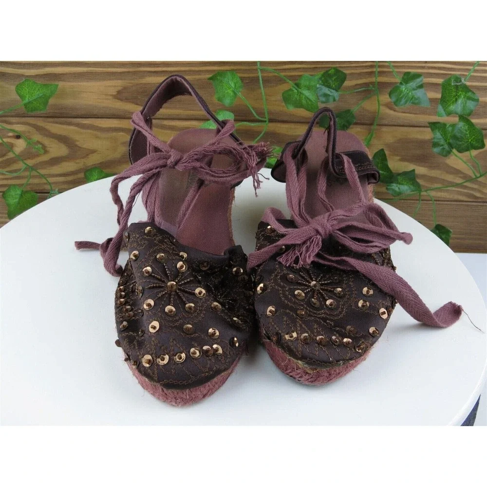 Chair Fernandez Size 38 M Women‎ Sandal Ankle Strap Brown Fabric